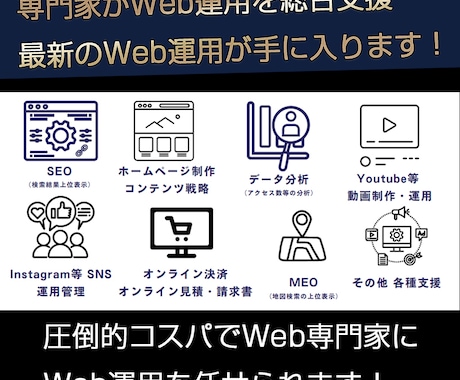 現役の専門家がWeb運用の総合支援をいたします 大手企業のWebコンサル実績がある専門家が総合支援をします イメージ1