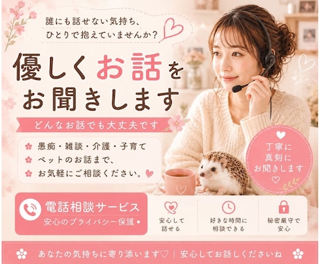 現役ケアマネが優しくあなたのお話をお聞きします 愚痴・雑談・介護・子育て・ペットのお話まで、お気軽どうぞ♡ イメージ1