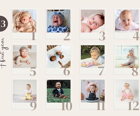 お子さまの初めての１年の成長記録を１枚に収めます Baby　１st　year　photo イメージ1