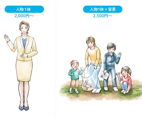 水彩画風の人物カットイラストを制作いたします WEBや印刷物に使用する挿絵や似顔絵など イメージ2
