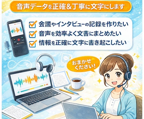 インタビュー記事や各種動画の文字起こしを行います 伝わる言葉を、そのままカタチに。文字起こしサービス。 イメージ1