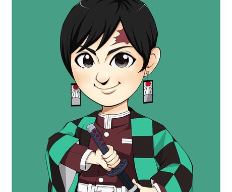 鬼滅の刃アニメ風にイラストを描きます アレンジOK！好きなキャラクターの衣装で似顔絵を描きます！ イメージ2
