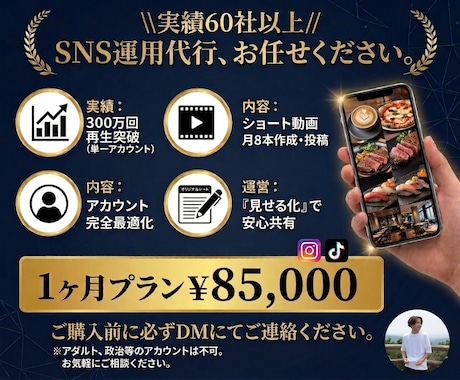 月8本/SNS動画運用を代行します 300万再生の実績で伸ばします イメージ1