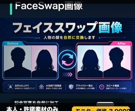 許諾済み素材で顔差し替え画像を作成します イメージ1