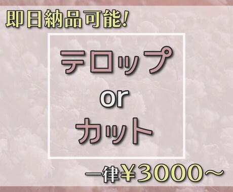 即日納品可能！カットのみorテロップのみ！承ります 単体の作業をすぐにやってほしい方向けです！ イメージ1