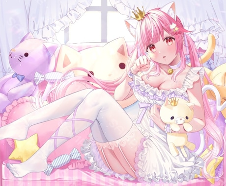 可愛い女の子のキャラクター！1枚絵お描きします 配信用サムネイル、歌ってみた動画イラスト等1枚絵お描きします イメージ1