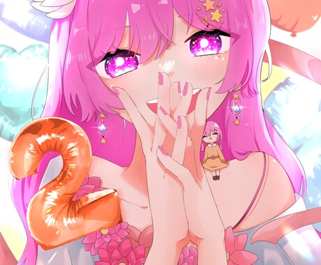 かわいいキラキラな女の子描きます 記念イラスト、1枚絵など用途に合わせて描きます イメージ2