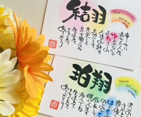 お名前に込められた『想い』をカタチにします 赤ちゃんから大人まで。命名書、出産祝い、誕生日プレゼント等に イメージ1