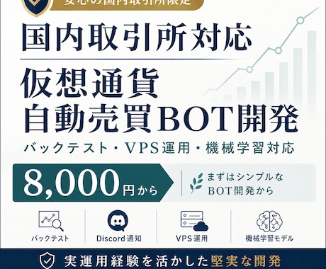 国内取引所対応の仮想通貨自動売買BOTを開発します イメージ1