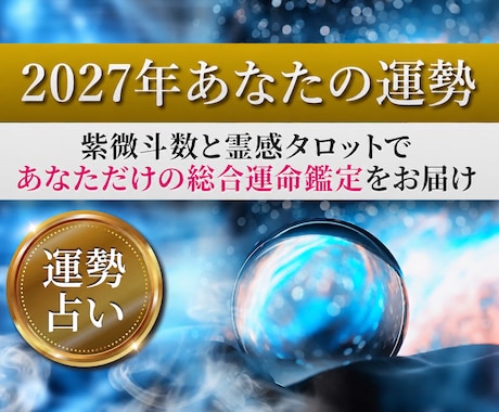 めちゃくちゃ当たる紫微斗数で2027年運勢占います あなただけの『全体運/恋愛運/仕事運/金運』をお届けします☆ イメージ1