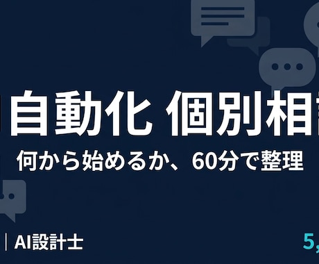 AI×n8n自動化の個別相談をします 「自動化したいけど何から？」を60分で明確にします イメージ1