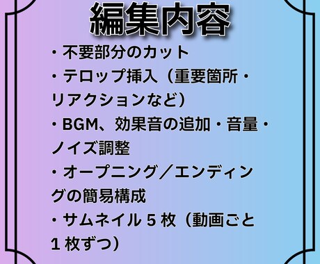 ゲーム実況動画編集5本セット編集します サムネ付き／テンポ・カット・テロップ対応可能です イメージ2