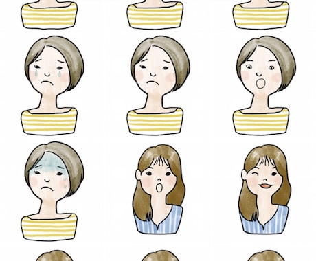 ブログ用アイコ作成します 手描きタッチのアイコン+表情別のカット イメージ2