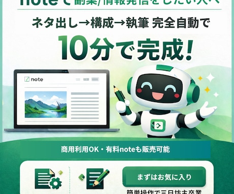 note記事を自動作成するツールを販売します 1クリックで企画出し・記事執筆・記事投稿が完了します イメージ2