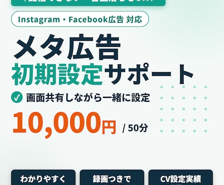 Meta広告の初期設定を画面共有でサポートします イメージ1
