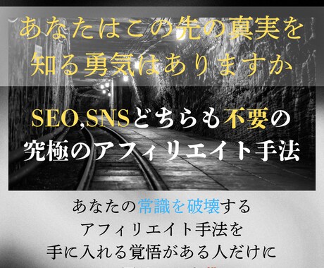 あなたの常識を覆すアフィリエイト手法をお伝えします SEOもSNSも不要な画期的な手法 イメージ1