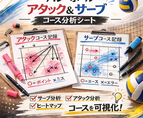 バレーボール コース分析シート 販売します プロチームの分析発想を手書きで再現 イメージ1