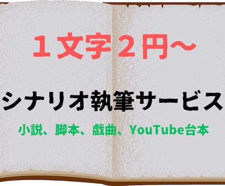 あなたが考えた物語を綺麗な日本語で綴ります シナリオライターが1文字2円（条件付き1円）で対応 イメージ1