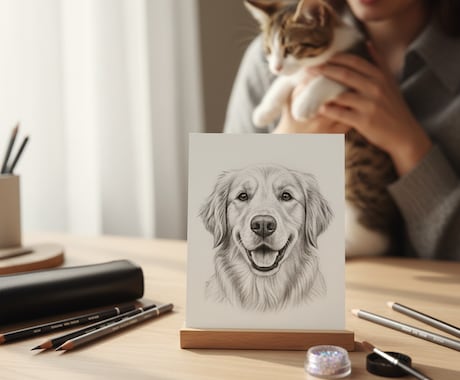 1級ネイリストが描く愛犬愛猫の鉛筆画ハガキ作ります 繊細な筆使いで再現。世界に一枚、温もり伝わる手描きイラスト イメージ2