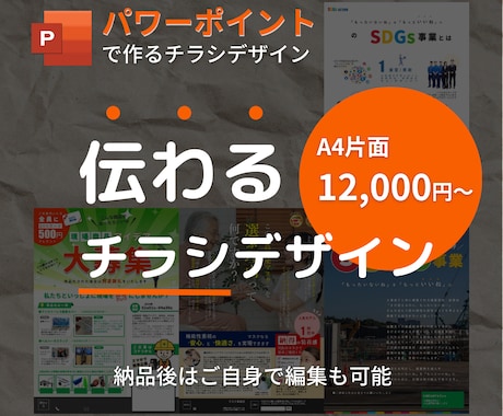 パワーポイントで内容充実のチラシを作成いたします 初稿３日スピード対応、納品後はご自身でラクラク修正可能 イメージ1