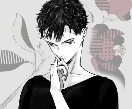 モノクロイラスト描きます シワ・質感を大事に描いております イメージ2