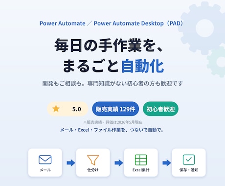 Power Automateで業務を自動化します クラウド/PAD両方可・既存フロー修正も対応・相談だけもOK イメージ1