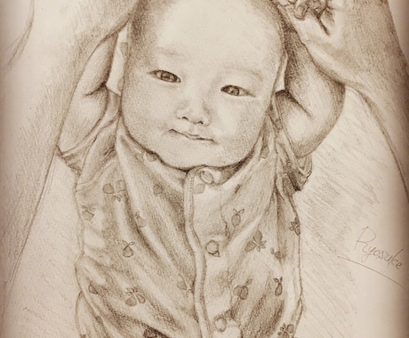 赤ちゃんのスケッチ似顔絵描きます デフォルメなし！写真の表情を温かみのある鉛筆画で描きます イメージ1