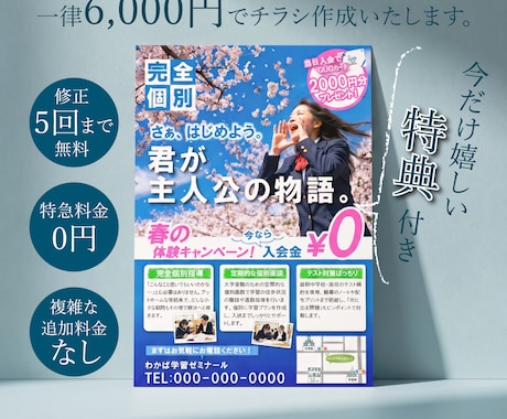 先着5名★一律6000円でチラシ作ります 特急料金0円＆修正5回無料！追加費用なしの安心価格！ イメージ1