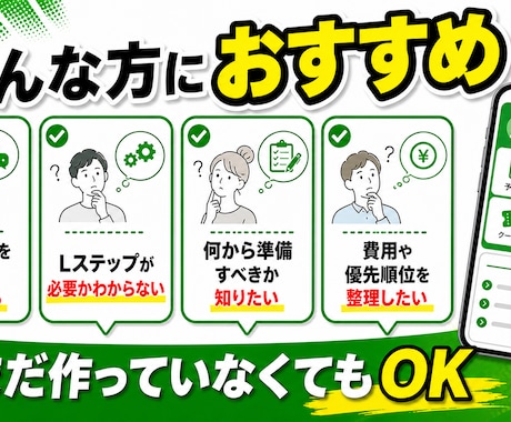LINE公式・Lステップ導入前の相談に乗ります 今の事業に必要か、何から始めるべきか整理します イメージ2