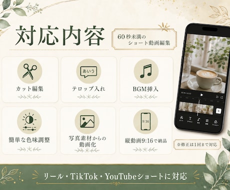 ショート動画を編集します 店舗・事業主さま向け｜SNS用動画を見やすく編集します イメージ2