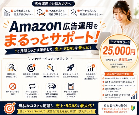 Amazon広告運用、1ヶ月間徹底サポートします イメージ1
