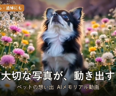 愛犬愛猫の写真を動く想い出ムービーにします あの子がもう一度動き出す。追悼にも、記念日の贈り物にも。 イメージ1