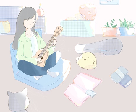 お部屋に可愛い生き物がいるイラストを描きます イメージ1