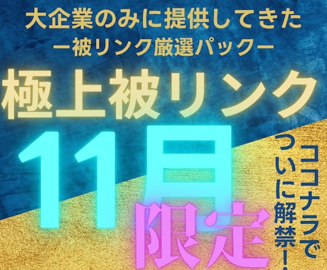 2025年11月限定で大企業と同じ被リンク貼ります なぜ成功している大企業と御社で結果に差が付くの？答えは○○！ イメージ1