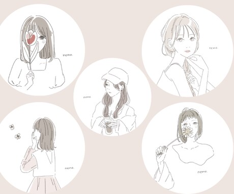 大人可愛い韓国風シンプル線画イラスト描きます ◎商用利用可能◎SNSアイコン・似顔絵等に イメージ2