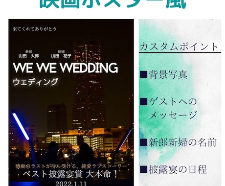 映画ポスター風の結婚式ウェルカムボード作ります すぐ使える！A2