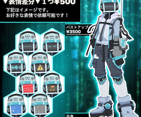 V、立ち絵、TRPG、配信で使える異形頭描きます キャラデザおまかせOK！表情差分や２Pカラーも対応可！ イメージ2