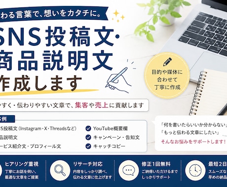 SNS投稿文・商品説明文を作成します 売りたい内容を伝わる文章に整えます イメージ1
