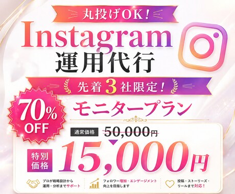 先着3社限定！インスタ運用を破格で丸ごと代行します 自身のアカウント運用でフォロワー約3,300人の実績あり！ イメージ1