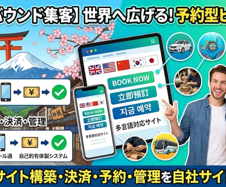 インバウンド集客を完結させる多言語HP構築します 海外顧客の予約・決済・管理までを自社サイト内で完結！ イメージ1