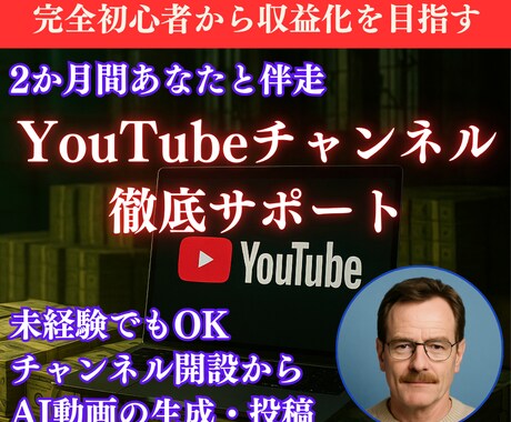 YouTube開設から収益化までサポートします あなたのチャンネルを作ろう。初心者でもAI動画で最速収益化 イメージ1