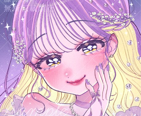 キラキラかわいいアイコンイラストを作成します 女の子やキラキラした感じが得意です イメージ2