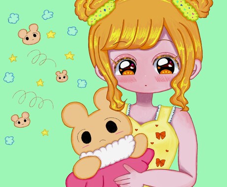 かわいい女の子をシンプルに描きます ゆめかわシンプル絵です。きらきらした女の子を描きます イメージ2