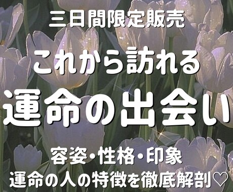 三日間限定販売♡あなたの運命の出会い、占います 容姿は？性格は？これから出会う運命の人の特徴を徹底解剖♡ イメージ1