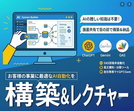 業務効率UP❗あなた専用の時短AI活用方、作ります 業務内容・お悩みに合わせ、最適なAI活用ツールを構築！ イメージ1