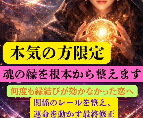 本気の方限定。魂の縁を根本から整えます “関係のレール”を整え、運命を動かす最終調整を行います。 イメージ1