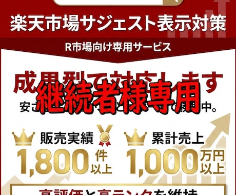 継続用2 楽天市場サジェスト表示を維持対応します 成果達成後の表示維持・再対応を行います イメージ1