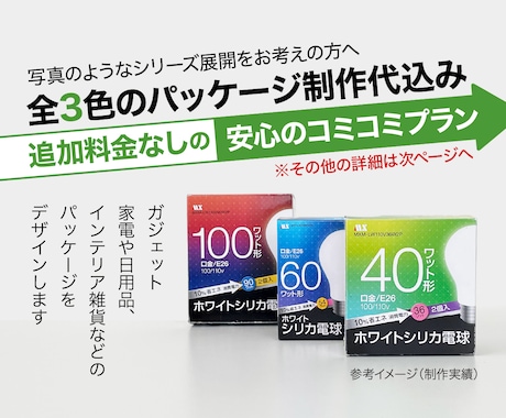 色違いやサイズ違いのパッケージデザインします ガジェット・家電・インテリア雑貨に対応／バリエーション3箱 イメージ2