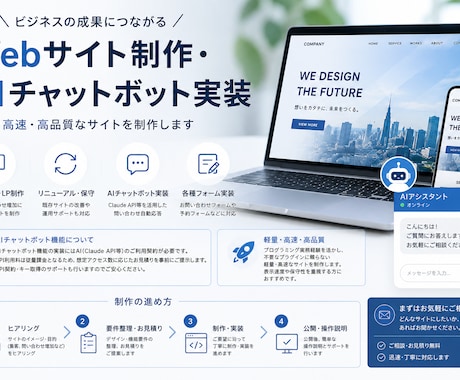 高速サイト制作とAIチャットボット導入します 高速・軽量なサイト制作とAI導入、両方お任せ イメージ1