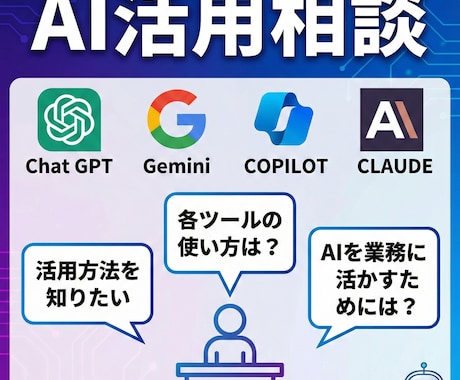 AI活用相談｜ChatGPT等で効率化支援します 仕事も生活もAIで時短＆効率UP！ イメージ1